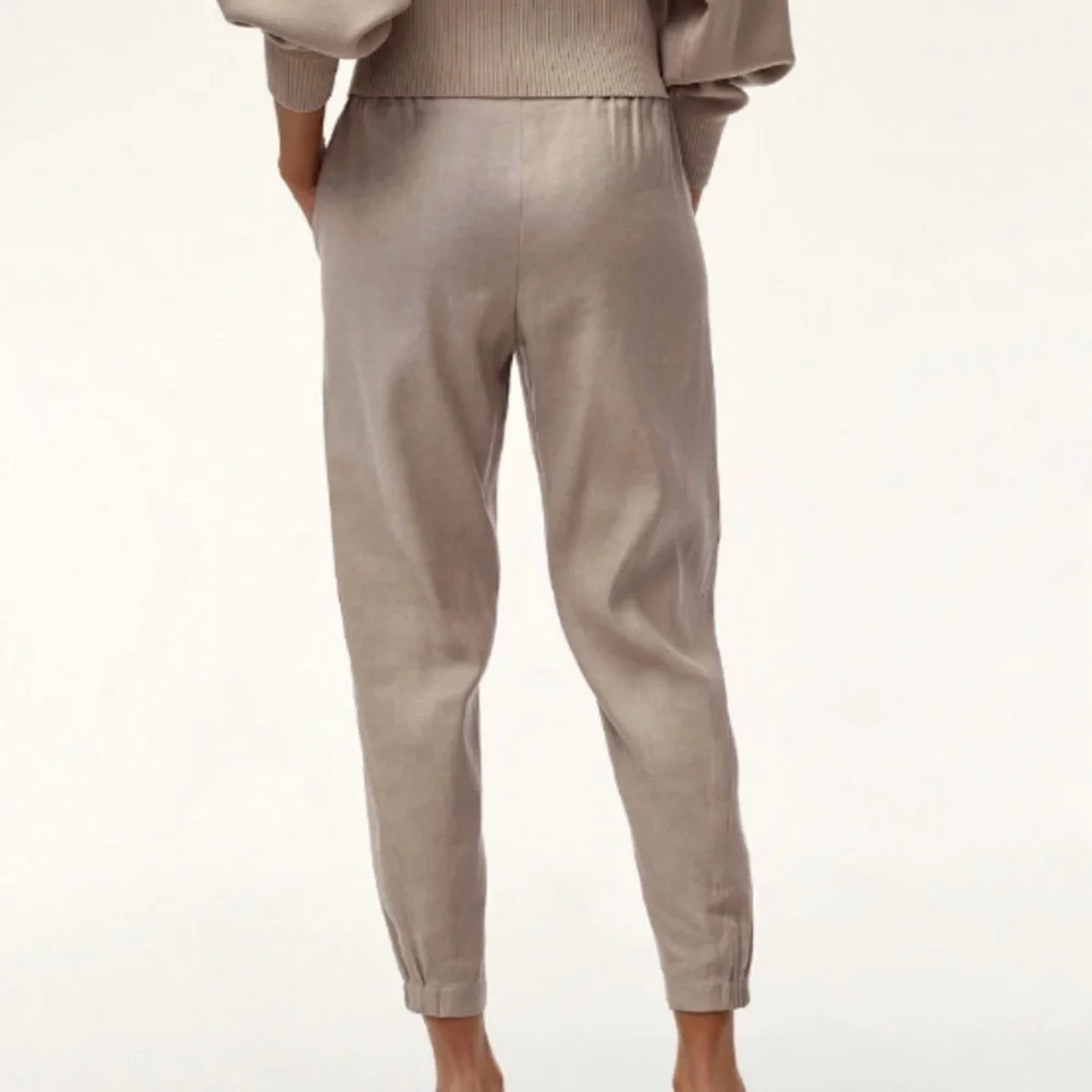 Aritzia Babaton Linen Blend Dexter Jogger Pants‎ XXS Cropped Ankle Pull On Beige